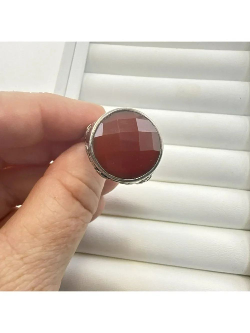 Barse Ring Carnelian Sterling Silver Gemstone size 12 Statement Chunky